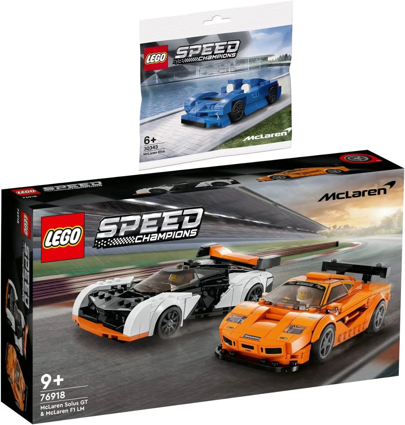 jeu de conduite 76918 Lego Speed Champions McLaren Solus GT et McLaren F1 LM Klutz