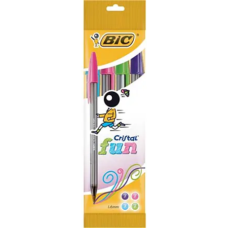 Stylos BIC Stylo à bille Cristal Fun sachet de 4 leclerc