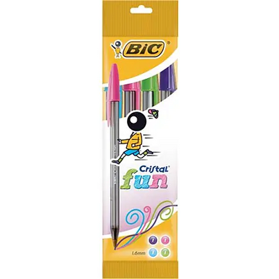 Stylos BIC Stylo à bille Cristal Fun sachet de 4 leclerc