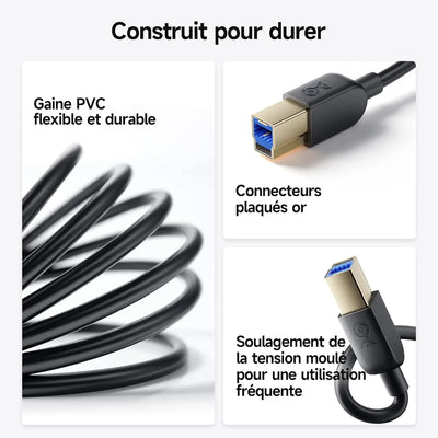 Cable Matters Cable Imprimante USB 3.0 1m8 (Cable USB Imprimante, Cable USB B) TECIN HOLDING