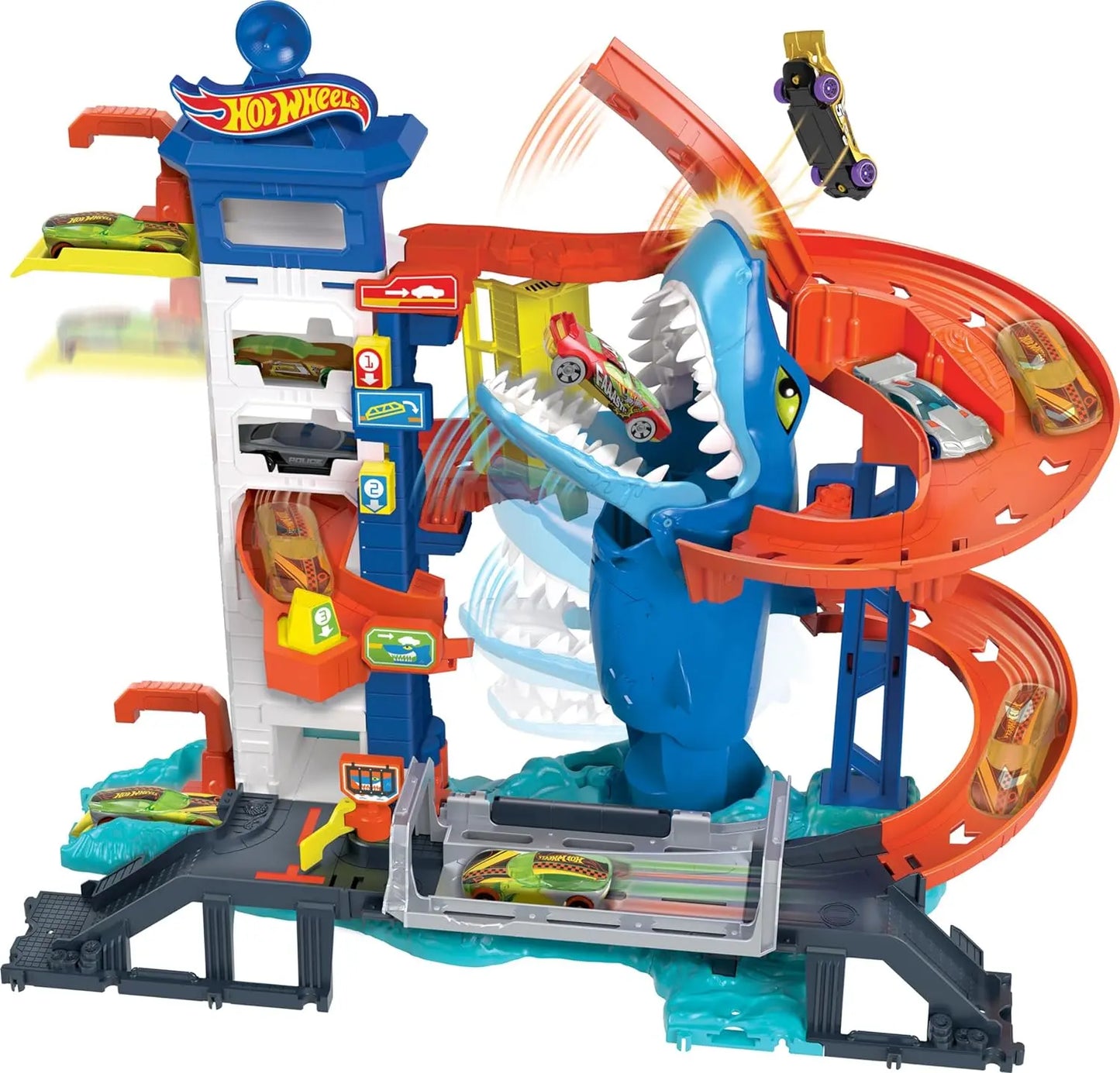 jouet pour enfant Hot Wheels® City Coffret L’Attaque du Requin avec 1 Voiture et Un Circuit avec créature redoutable, se connecte à d’Autres Coffrets, Jouet Enfant, Dès 4 Ans, HDP06 Hot Wheels