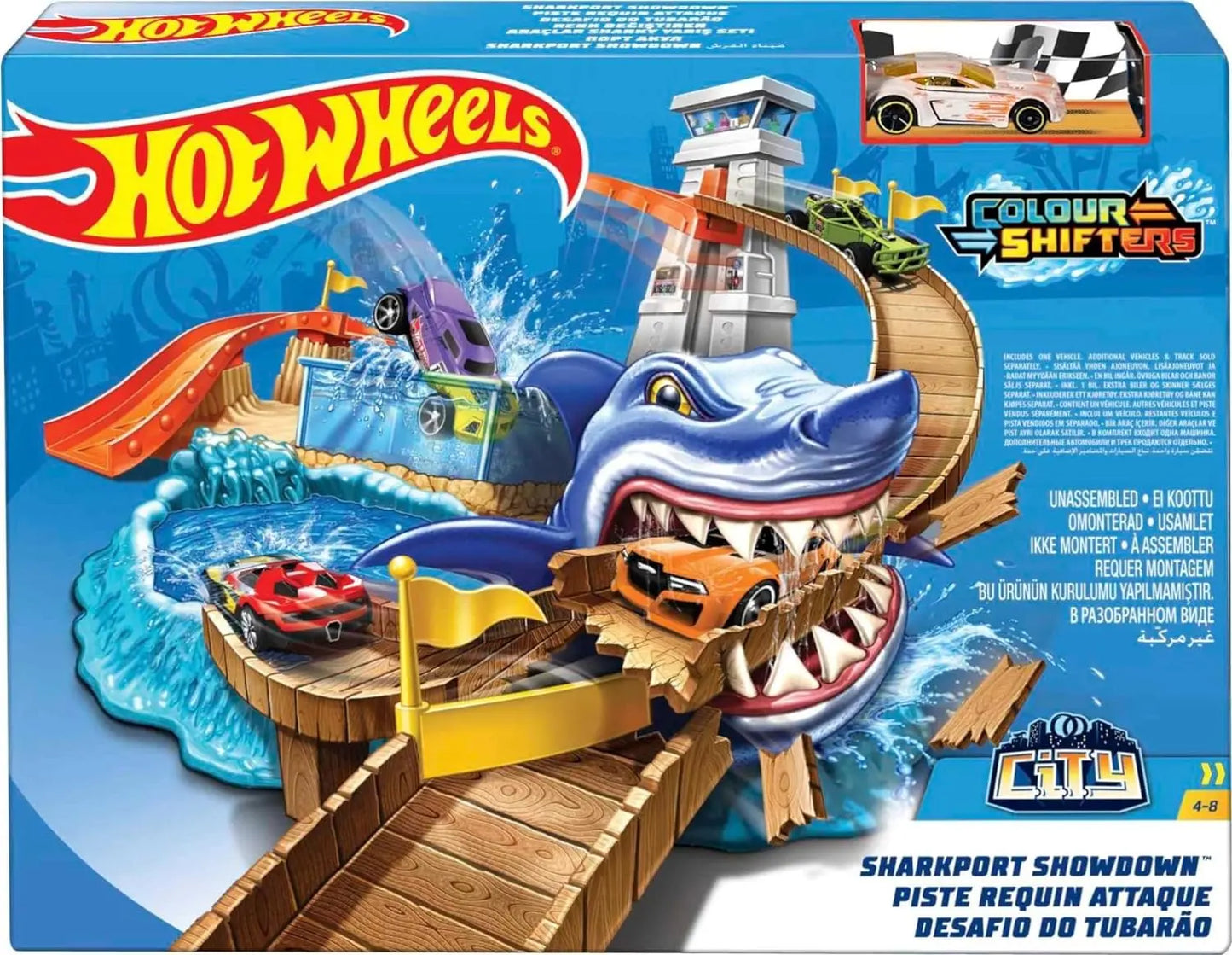 jouet pour enfant Hot Wheels® City Coffret L’Attaque du Requin avec 1 Voiture et Un Circuit avec créature redoutable, se connecte à d’Autres Coffrets, Jouet Enfant, Dès 4 Ans, HDP06 (Copie) Hot Wheels