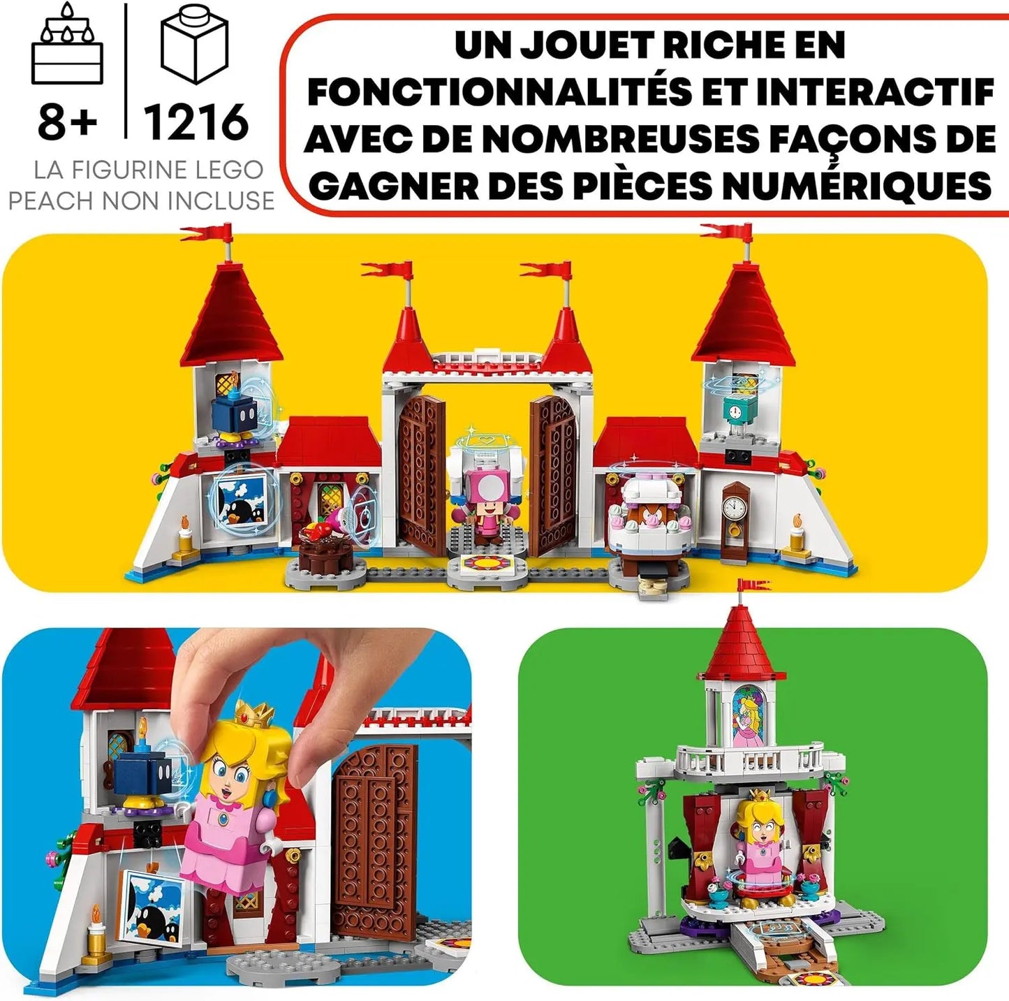 jouet LEGO 71408 Super Mario Ensemble d’Extension Le Château de Peach, Jeu de Construction, pour Figurine Interactive, Château Fort Jouet, Enfant 8 Ans lego