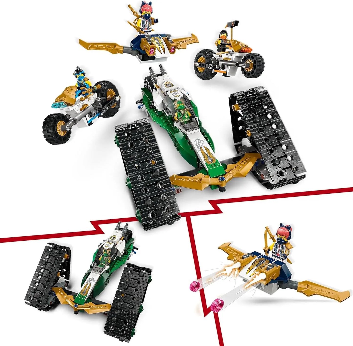 jouet LEGO 71820 NINJAGO Le Véhicule Combiné de l’Équipe des Ninjas - Jouet 4-en-1 Pour Enfants lego