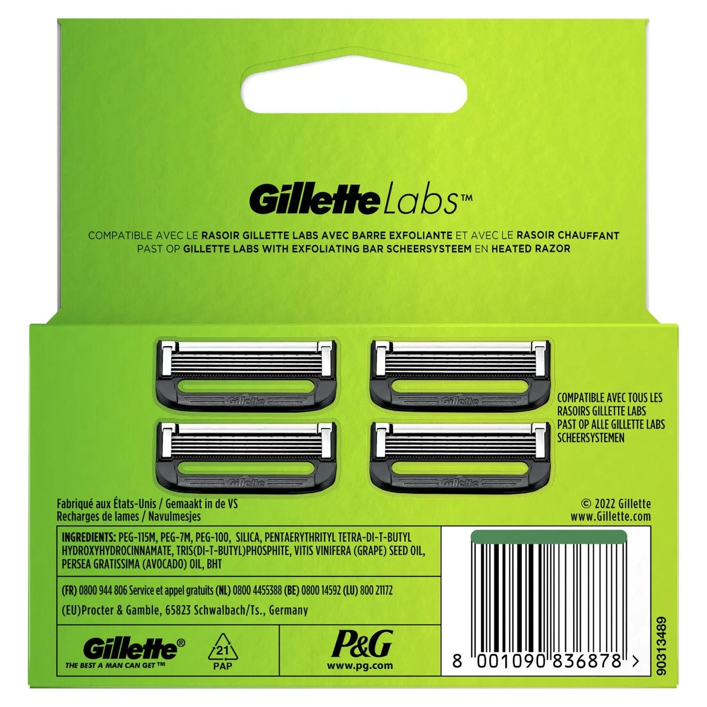 hygiene Lames de Rasoir avec Barre Exfoliante Labs GILLETTE gilette
