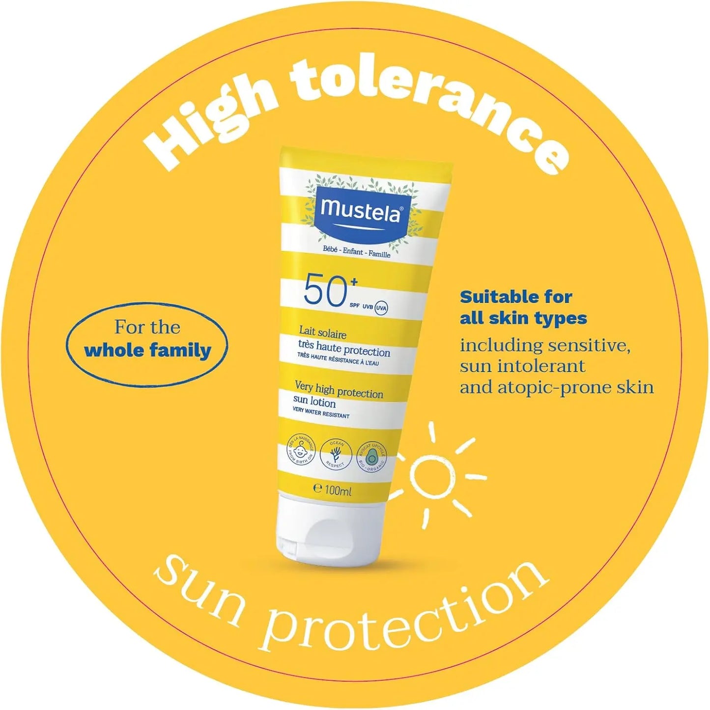 creme visage MUSTELA Lait Solaire Très Haute Protection SPF50+ 100ml - Visage et Corps MUSTELA