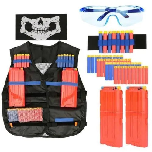 jouet Tenuiskft Gilet Tactique Enfants pour Nerf N Strike Elite Séries, Chargeurs Clips Recharge Rapide, Fléchettes Bullets Recharge Balle, Hand Wrist NERF