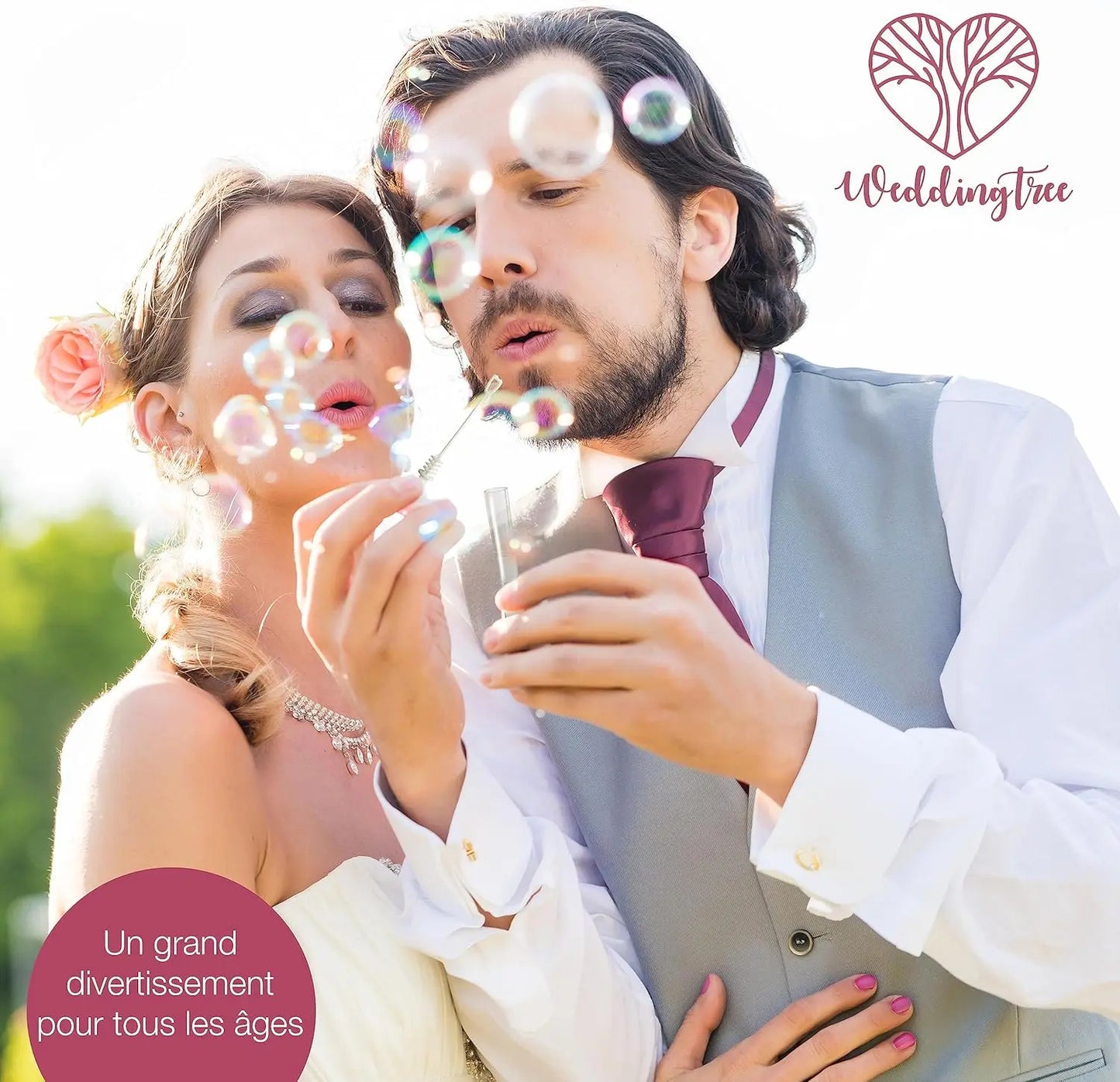 flacons à bulle Weddingtree 48 Flacons à Bulle de Savon pour Mariage Weddingtree