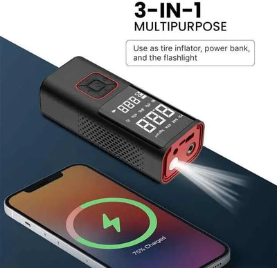 pompe à vélo automatique Cordless Tire Inflator Portable Air Compressor - Multi-Purpose Portable Automotive air Compressor, Compact Bicycle air Pump, 150PSI Automotive tire air Pump, Inflation, Automotive air Compressor, TECIN HOLDING