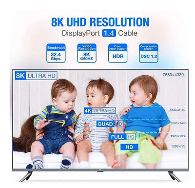 Câble DP mâle vers mâle, 1.5 M, display port mâle vers mâle, pour moniteur PC, câble DP 1.4 vers DP, 8K, 4K, 144Hz, 165Hz Hama