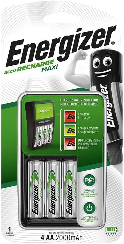 Chargeur de pile batterie Energizer Maxi avec 4 piles AA 2000 mAh 7638900321401 Energizer