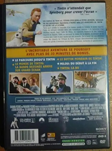 Les Aventures de Tintin Le Secret de la Licorne Steven Spielberg Et Peter Jackson