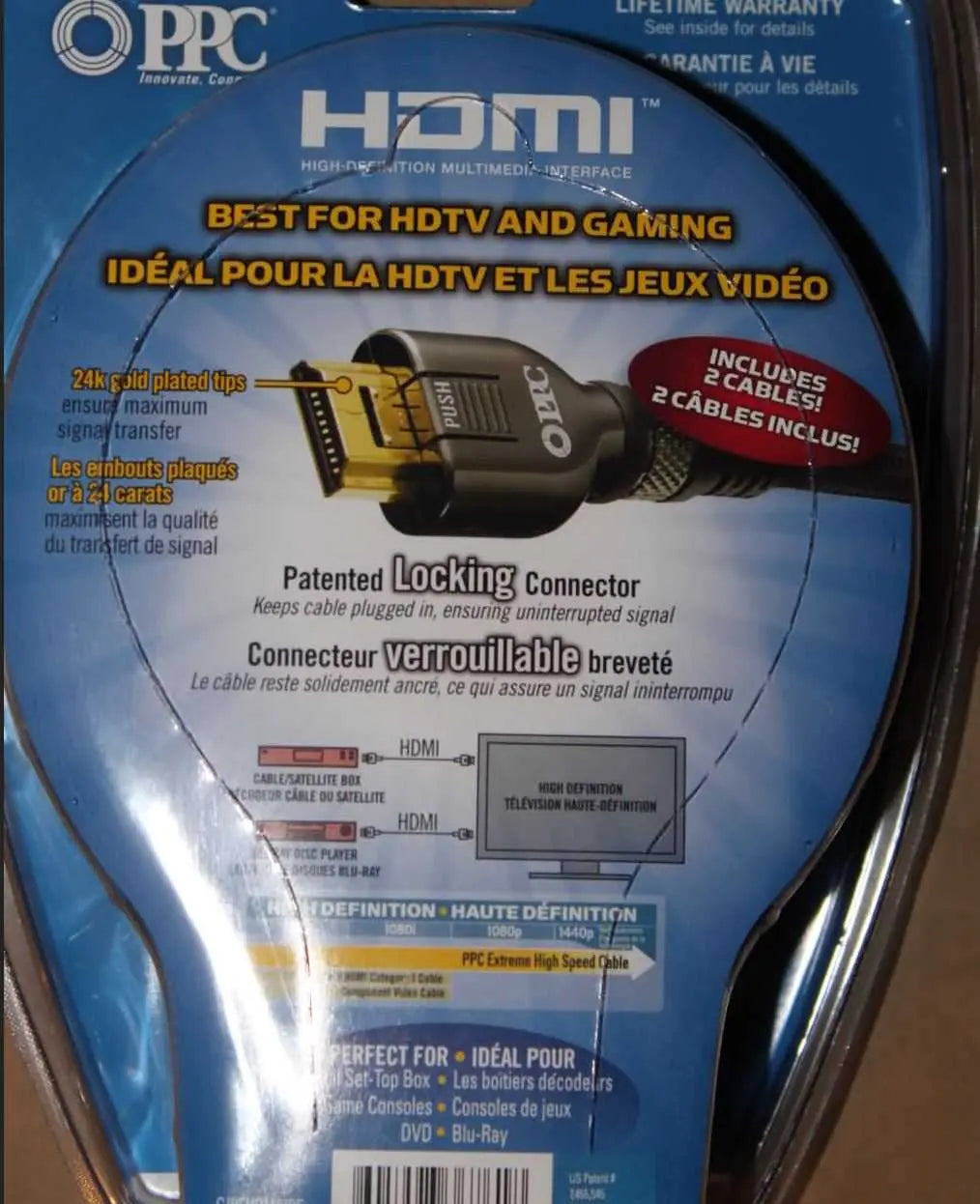 Lot de 2 cable HDMI White Magic 1,85 m haute qualité 4K 605998367618 PPC