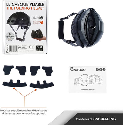 OVERADE Casque Pliable Plixi Fit pour vélo, Trottinette électrique, Overboard, gyroroue, Skateboard, Roller, VAE - Norme CE OVERADE
