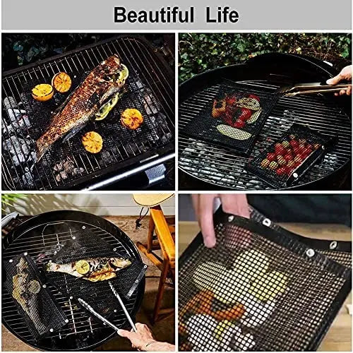 Sacs de Barbecue, Sac Cuisson Grillades, Sac en Filet pour Barbecue, Sacs Gril Maille Sac à Grillades en Plein Air Ustensiles de Cuisine Pique-Nique Outil de Pique-Nique en Plein Air TECIN-PRINCIPALE