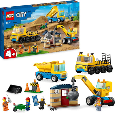 lego 60391 Lego City Les Camions de Chantier et la Grue à Boule de démolition LEGO