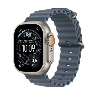 Montre connectée Apple Watch Ultra 3 GPS + Cellular 49mm Boîtier en Titane Naturel avec Bracelet Ocean Bleu Maritime Apple