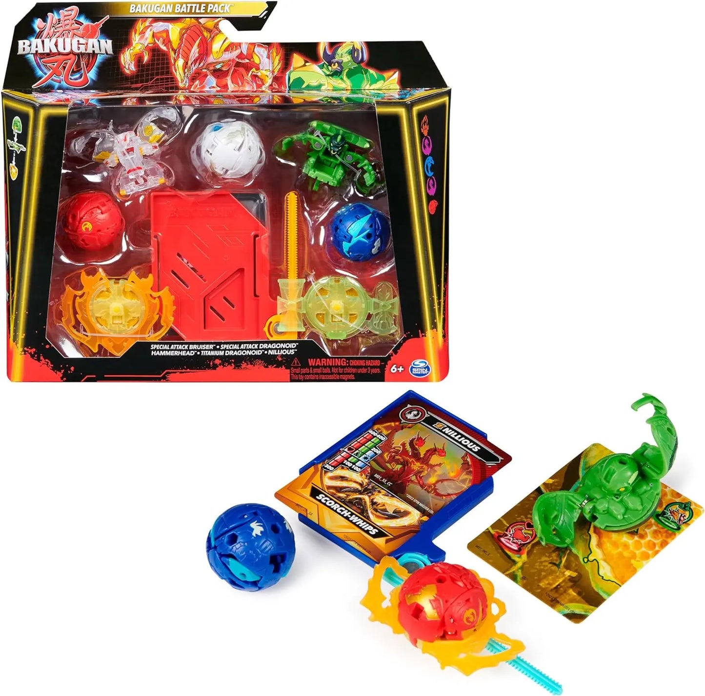 jouet BAKUGAN 3.0 - BATTLE PACK - 3 Billes Bakugan, 2 Billes Special Attack, 2 Anneaux De Combat, 1 Carte Lanceur Et 12 Cartes - Collection Bakugan