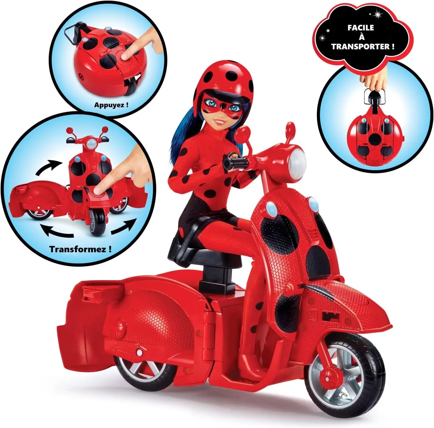 Figurines jouets Bandai Scooter Miraculous Switch'n go + poupée articulée Ladybug Lucky Bandai