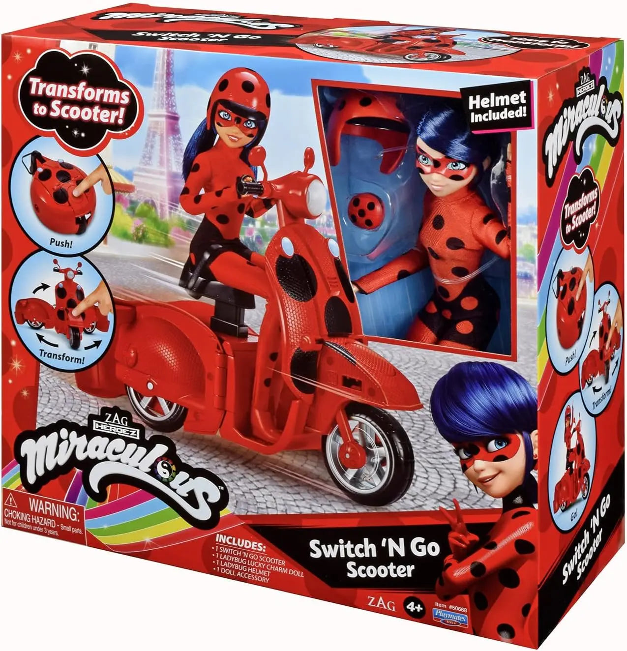 Figurines jouets Bandai Scooter Miraculous Switch'n go + poupée articulée Ladybug Lucky Bandai