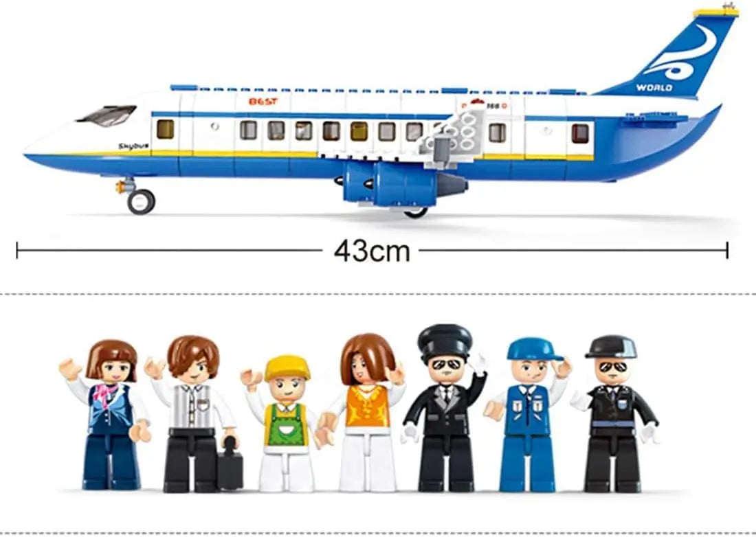 jouet pour enfant Buding Avion Passager avec Travailleurs et camions - Compatible avec Le,go - 463 pièces Nenuco