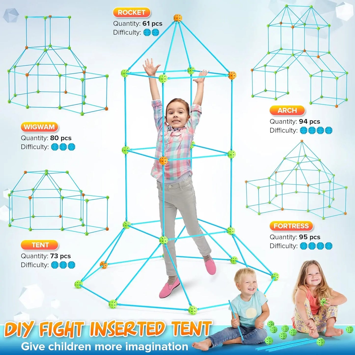 jouet pour enfant CREA Construction Fort Building Kits Pour Enfants Bricolage Construction Forteresse Construction Châteaux Tunnels Jouer Tente Jouets Pour Filles WowWee