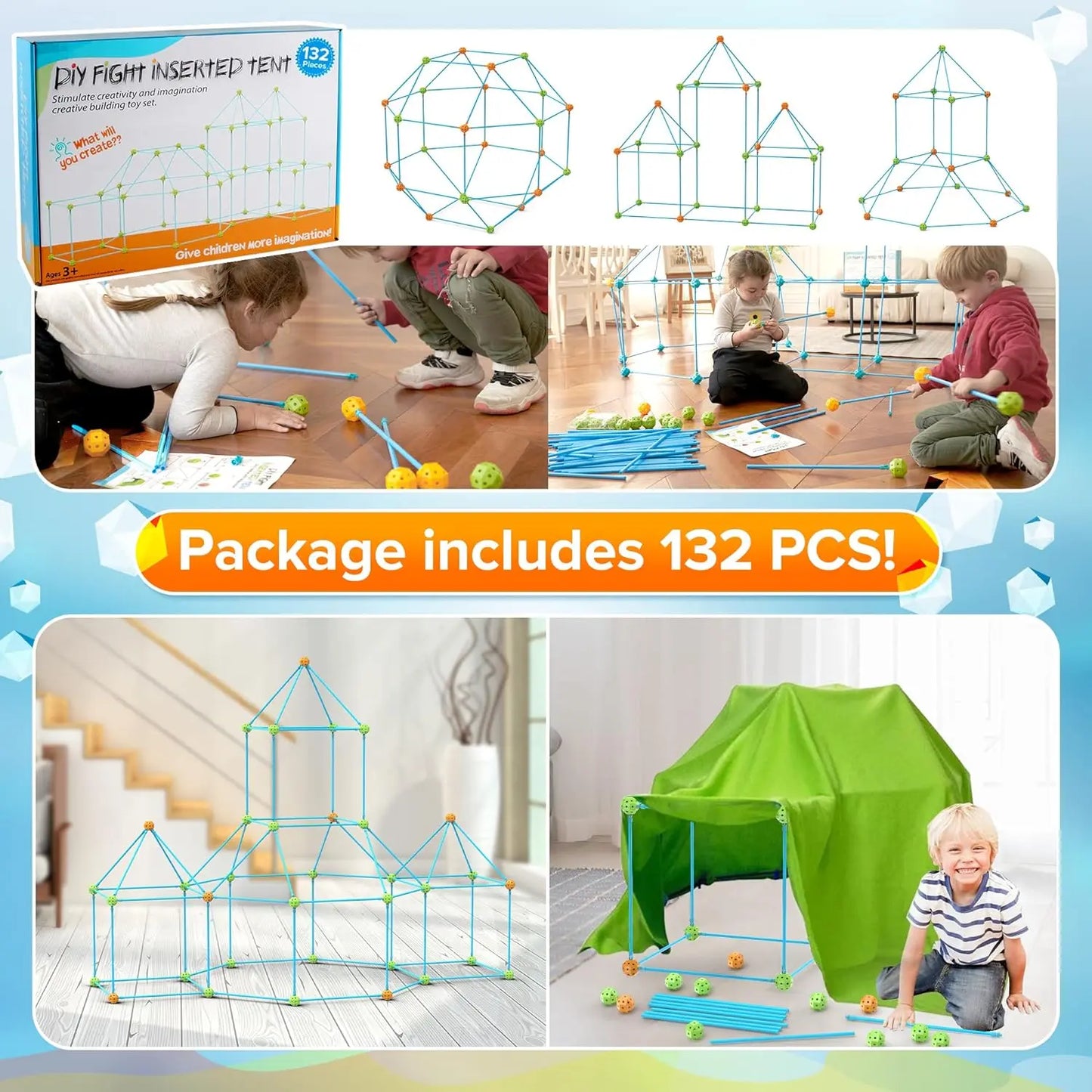 jouet pour enfant CREA Construction Fort Building Kits Pour Enfants Bricolage Construction Forteresse Construction Châteaux Tunnels Jouer Tente Jouets Pour Filles WowWee