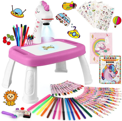 jouet pour enfant Cadeau Fille Projecteur Dessin Enfant avec 72 Motifs Jouet Fille Jeux Enfant 3 4 5 6 ans Licorne Jouet Cadeau avec Crayons de Couleur, Album de king jouet