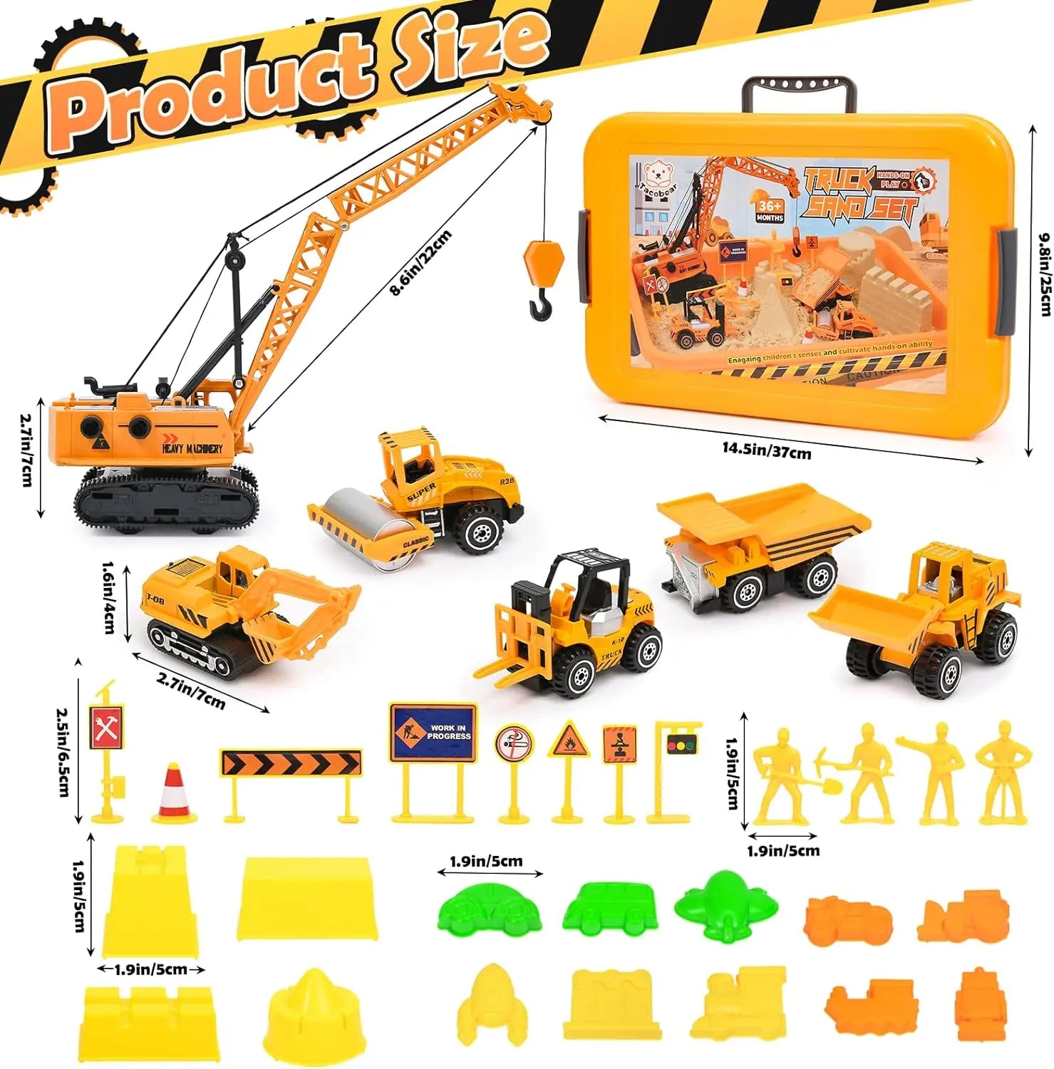 jouet pour enfant Chantier de Construction Bac à Sable Magique avec 1400g Super Sand, Grue Jouet Sensoriel, 5 Mini Véhicules & 14 Moules, Cadeau pour Enfant Garçon Mattel