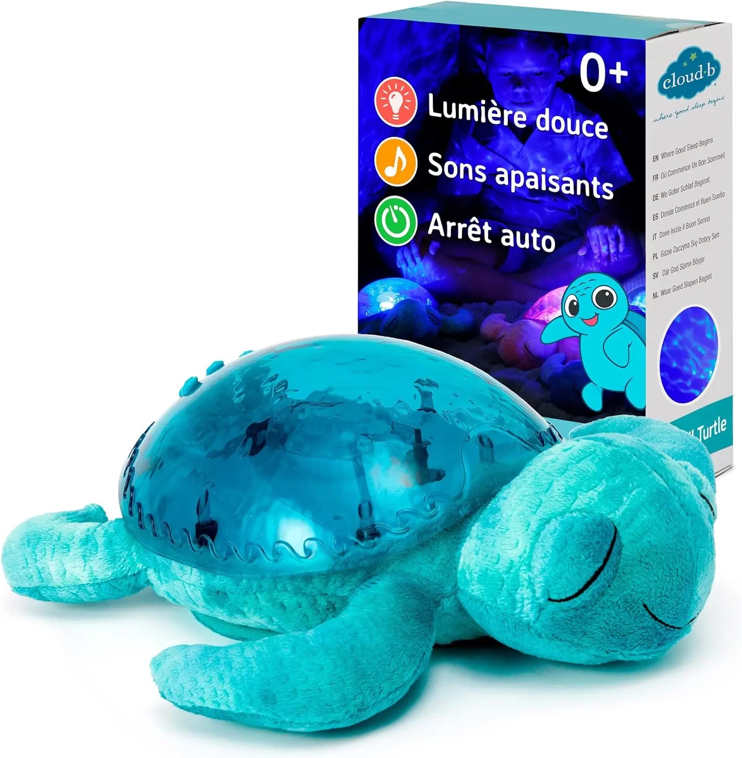 jeu enfants Cloud b Veilleuse Apaisante Projecteur de fonds marins avec sons apaisants | Luminosité et vitesse du mouvement réglables Casdon