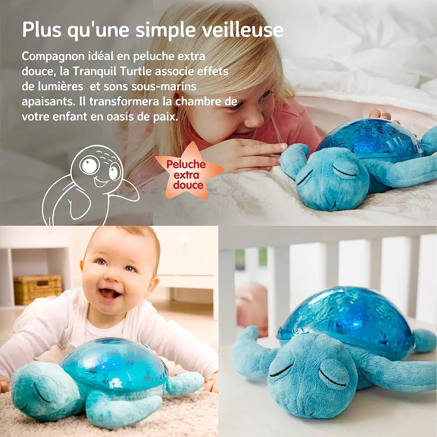 jeu enfants Cloud b Veilleuse Apaisante Projecteur de fonds marins avec sons apaisants | Luminosité et vitesse du mouvement réglables Casdon