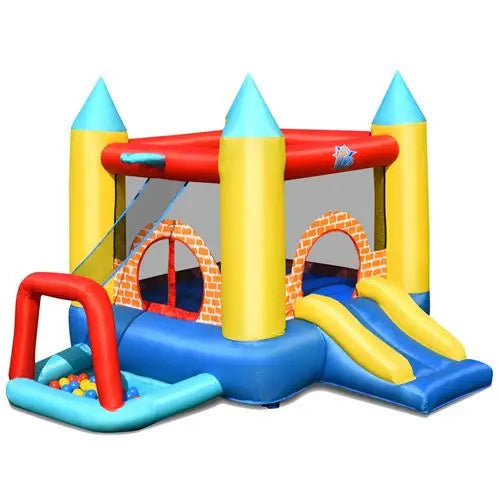 Costway 4 en 1 Aire de jeux Gonflable pour 3 Enfants 3-10 ans avec toboggan,30 Ballons 300x280x210cm TECIN HOLDING