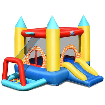 Costway 4 en 1 Aire de jeux Gonflable pour 3 Enfants 3-10 ans avec toboggan,30 Ballons 300x280x210cm TECIN HOLDING