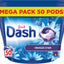 Skip detergent Dash 2-en-1 PODS Lessive Capsules, 50 Lavages, Envolée D’Air, Ultra Nettoyant Et Fraîcheur Longue Durée, Élimine Les Saletés et Taches Incrustées, DASH