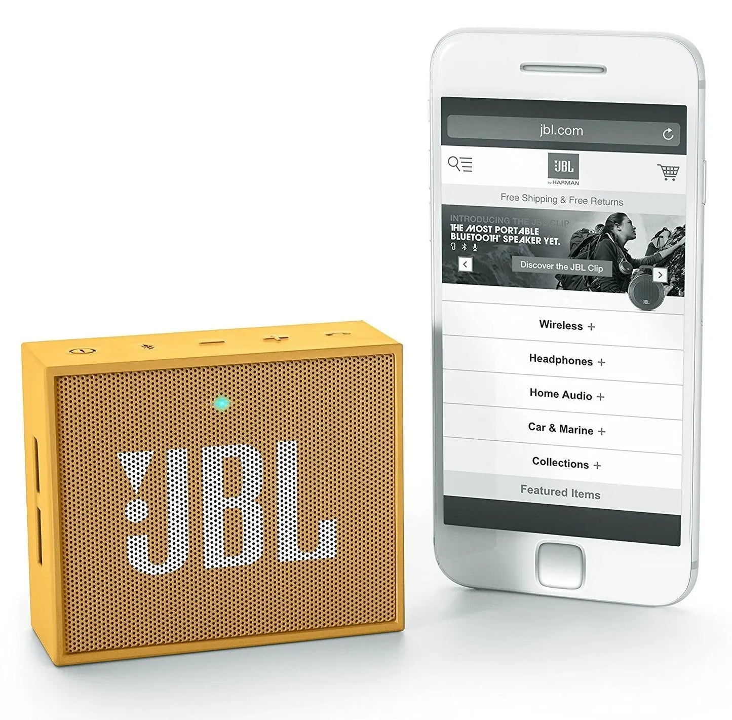 JBL Go Compact Wireless Portable Bluetooth & AUX Speaker - Yellow + Cable