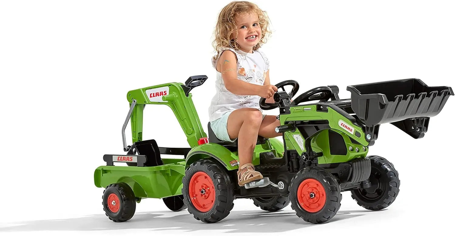 voiture pour enfant FALK Tractopelle à Pédales Claas avec excavatrice et remorque Falk