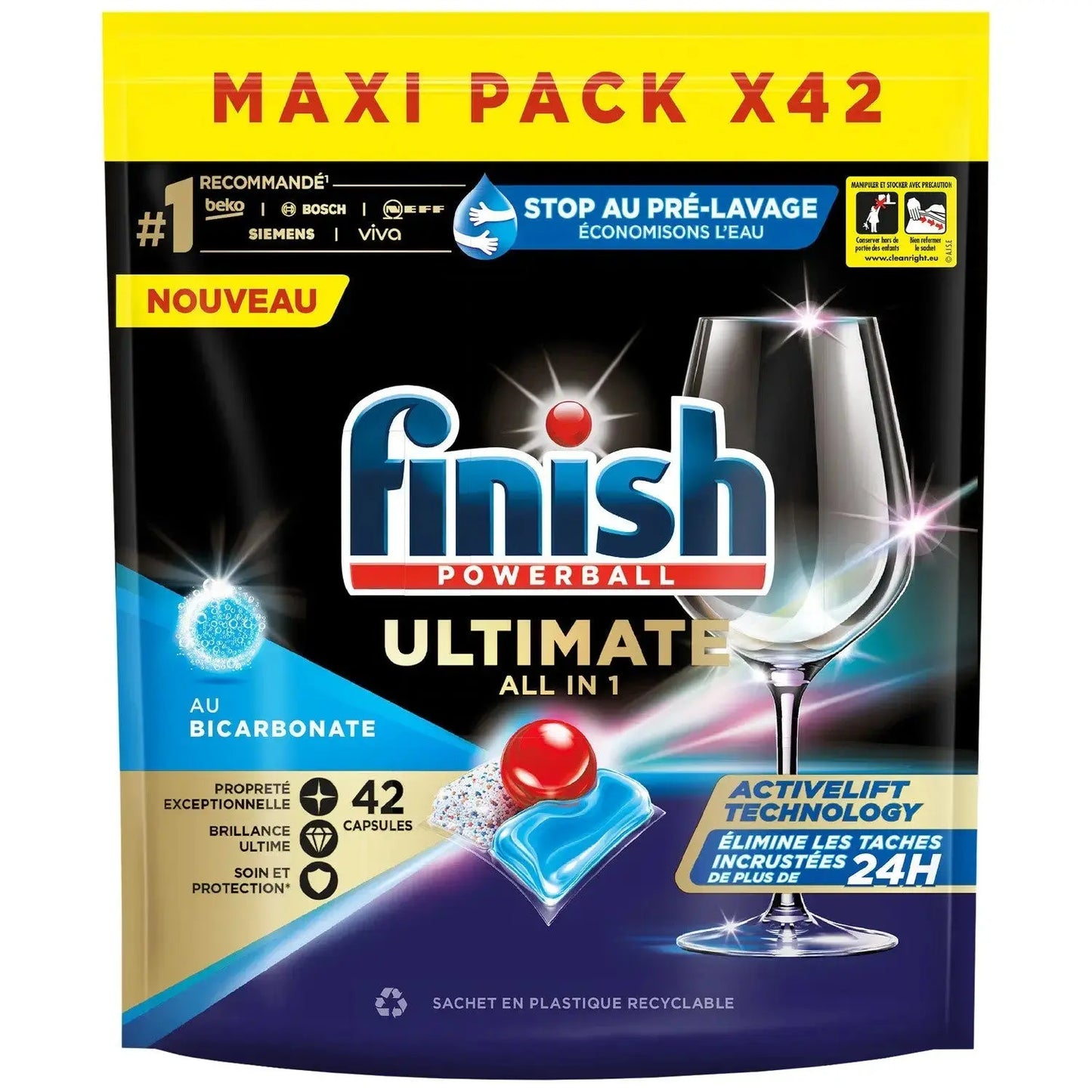 Finish Lave-Vaisselle Powerball All-In-One Max, pack 42 pastille