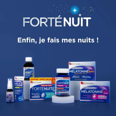 Comprimés Forté Pharma - FortéNuit Gummies - Gummies Sommeil - 1,9 mg de Mélatonine et Plantes - Goût Myrtille - Complément Alimentaire Sommeil – 3700221300978 Forte Pharma