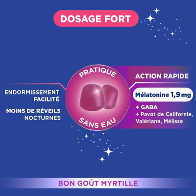 Comprimés Forté Pharma - FortéNuit Gummies - Gummies Sommeil - 1,9 mg de Mélatonine et Plantes - Goût Myrtille - Complément Alimentaire Sommeil – 3700221300978 Forte Pharma