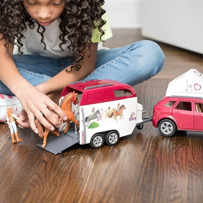 jouet pour enfant Grand voyage équestre en voiture et remorque Schleich Toomies