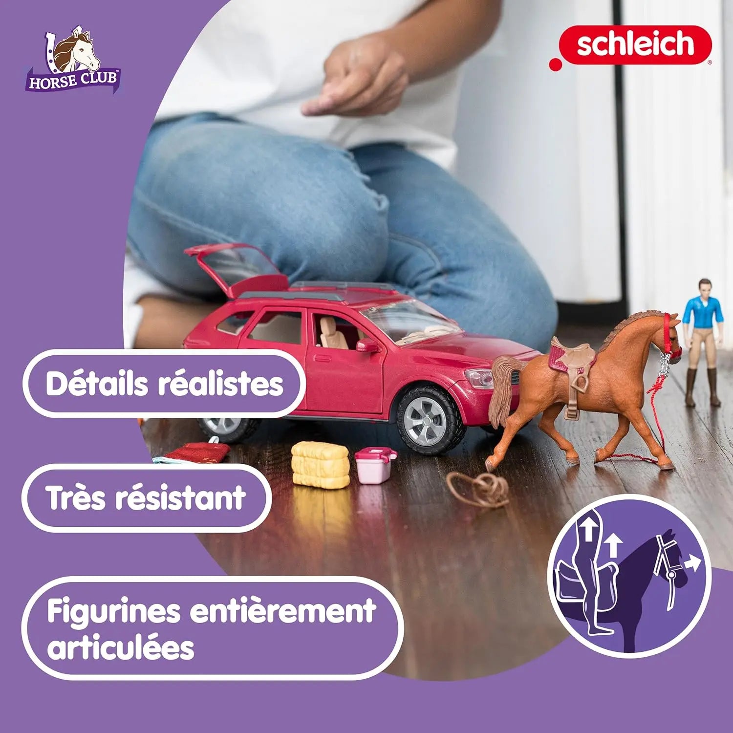 jouet pour enfant Grand voyage équestre en voiture et remorque Schleich Toomies