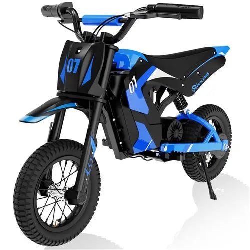 moto Evercross Moto Électrique pour Enfants 3-12 Ans 300W 25Km/H 3 Niveaux de Vitesse Pneu 12' Cadeau idéal Bleu EVERCROSS