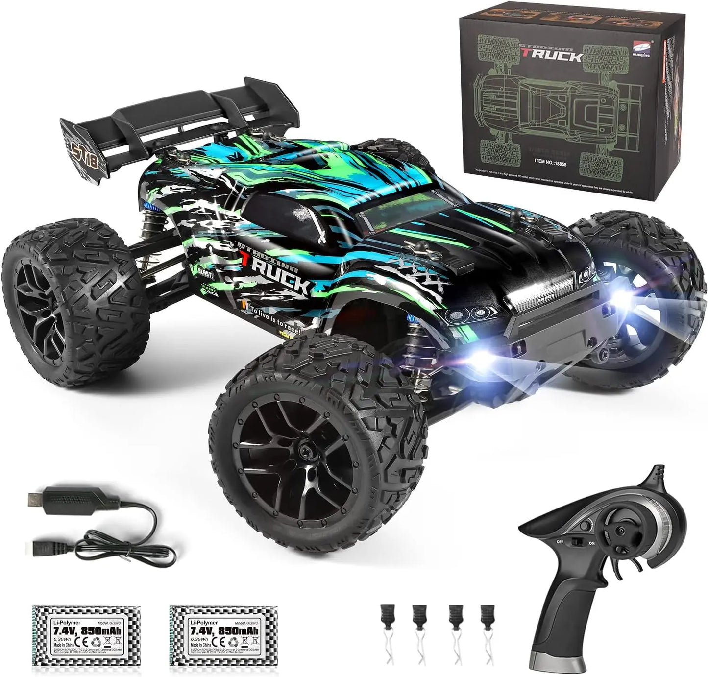 jouet pour enfant HAIBOXING Voiture Telecommandé 1/18 4WD 36KM/h RC Voiture Véhicule Tout-Terrain à Grande Vitesse 2,4 GHz Véhicule Buggy Voiture RTR Monster Truck de HAIBOXING