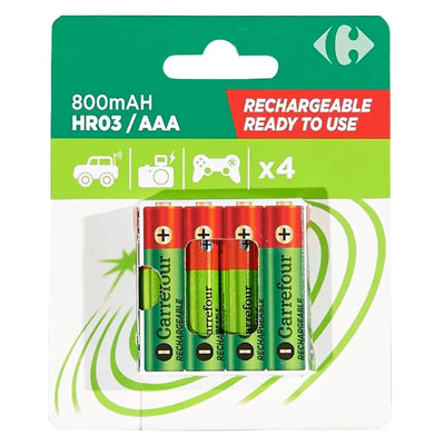 piles Piles rechargeables AAA/HR3 800mAh 1,5V Carrefour Carrefour