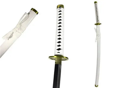 épée HZYYZH Samurai Ninja Wooden Sword Arme, Anime Noir Samurai Roronoa Zoro Cosplay Katana Couteau Sword Jouets pour Adolescents,Blanc HZYYZH