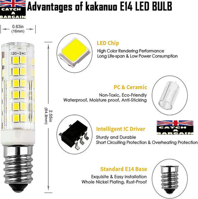 ampoules Kakanuo E14 LED Bulb 5W=50W Cool White 6000K Cooker Hood 450Lumens (D304) TECIN HOLDING