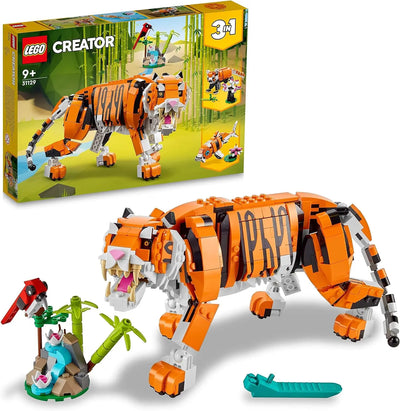 lego LEGO 31129 Creator 3 en 1 Sa Majesté Le Tigre, Jouets Animaux pour Filles et Garçons Figurines Panda, Poisson lego