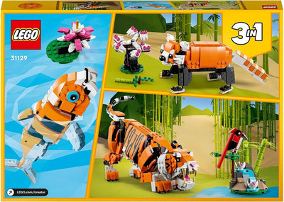 lego LEGO 31129 Creator 3 en 1 Sa Majesté Le Tigre, Jouets Animaux pour Filles et Garçons Figurines Panda, Poisson lego