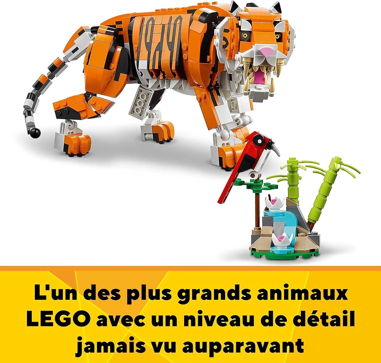 lego LEGO 31129 Creator 3 en 1 Sa Majesté Le Tigre, Jouets Animaux pour Filles et Garçons Figurines Panda, Poisson lego