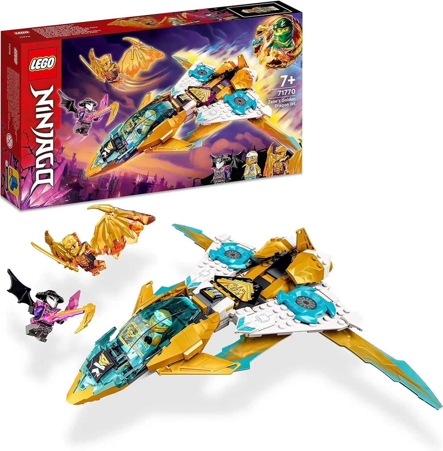 jouet pour enfant LEGO 71770 NINJAGO Le jet dragon d’or de Zane Paw Patrol